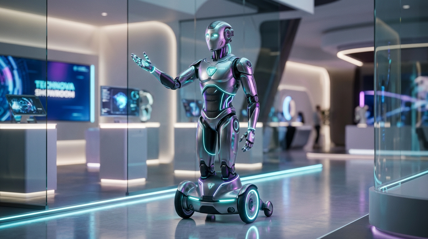 Nexon G1 Humanoid Robot in corporate showroom